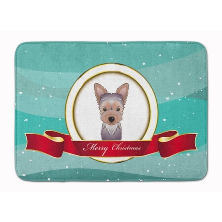 Carolines Treasures Yorkie Puppy Merry Christmas Machine Washable Memory Foam Mat BB1542RUG